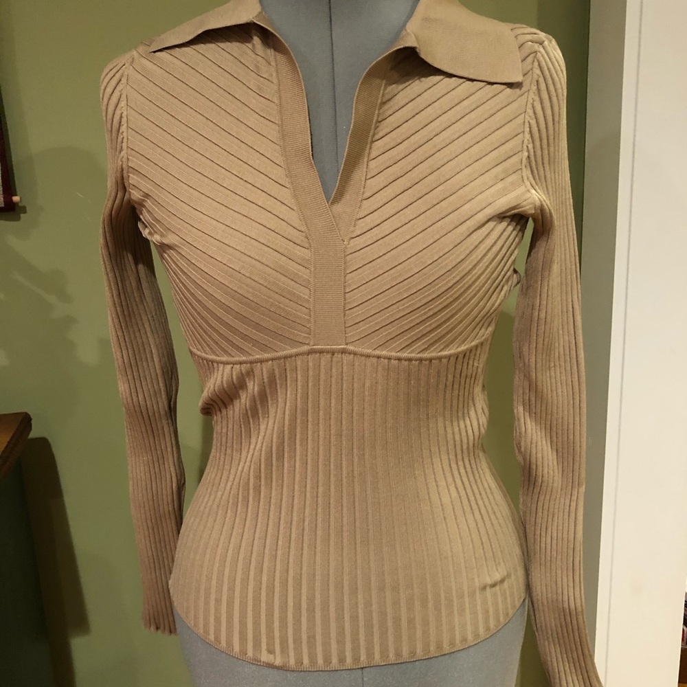 INC Fitted, Tan Sweater, Medium